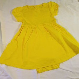 PRIMARY Baby Puff-Sleeve Dress, attached onesie, Sunshine Yellow, size18-24mos.